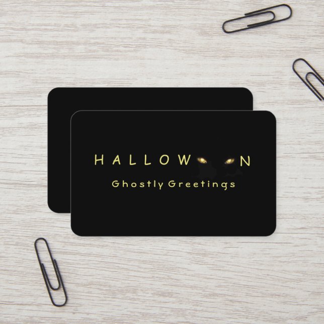 Tarjeta De Visita Spooky Halloween Cat Eyes Business Card (Anverso/Reverso In Situ)