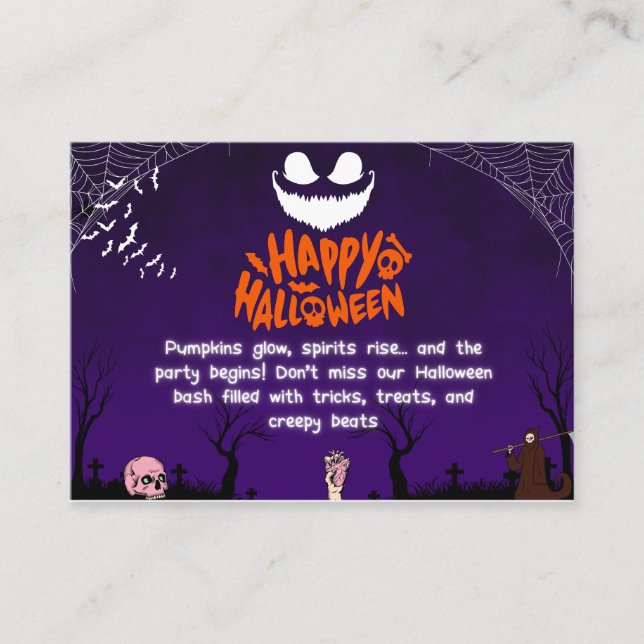 Tarjeta De Visita Spooky Happy Halloween Fiesta Art (Anverso)