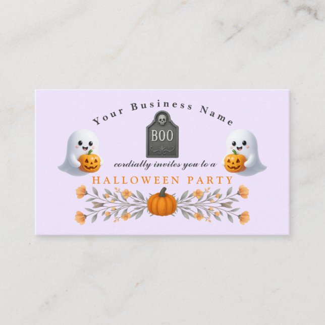 Tarjeta De Visita Spooky Office Halloween Party Essentials (Anverso)