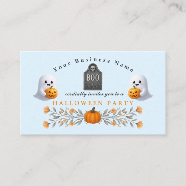 Tarjeta De Visita Spooky Office Halloween Party Essentials (Anverso)