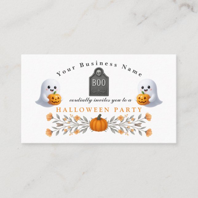 Tarjeta De Visita Spooky Office Halloween Party Essentials (Anverso)