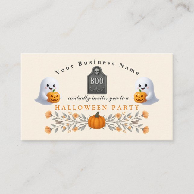 Tarjeta De Visita Spooky Office Halloween Party Essentials (Anverso)