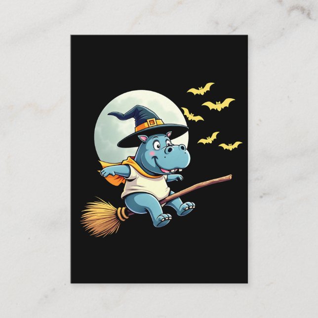 Tarjeta De Visita Spooky Pastel Halloween Baby Moo Deng Hippo (Anverso)