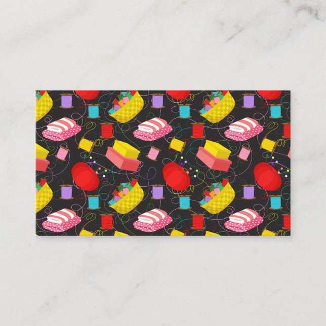 Tarjeta De Visita Spools Sewing Threads Pins Blankets Seamstress (Anverso)