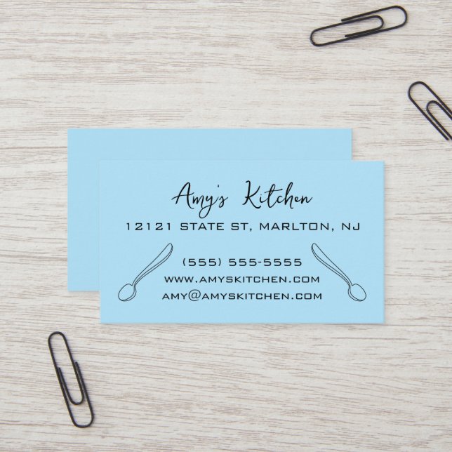 Tarjeta De Visita Spoons Pastel Blue Business Cards (Anverso/Reverso In Situ)