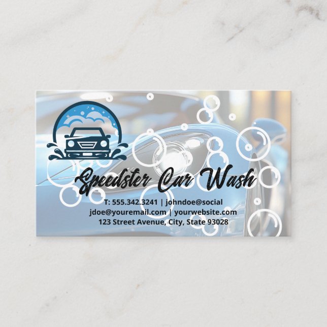 Tarjeta De Visita Sports Car | Auto Wash Clean Detailing (Anverso)