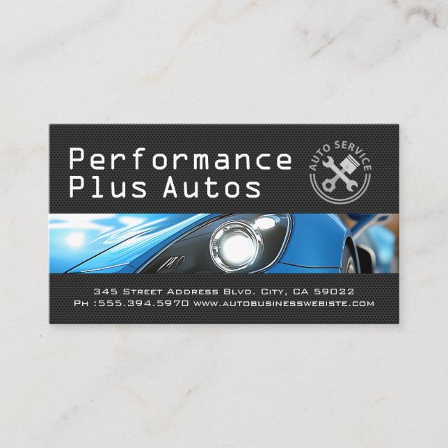 Tarjeta De Visita Sports Car | Performance Autos | Repair  (Anverso)