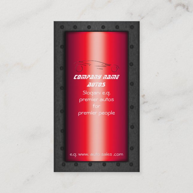 Tarjeta De Visita Sportscar en rojo - plantilla de ventas automática (Anverso)