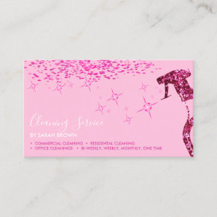 Tarjeta De Visita Spray Brillante para Limpiar la Casa de Soft Pink