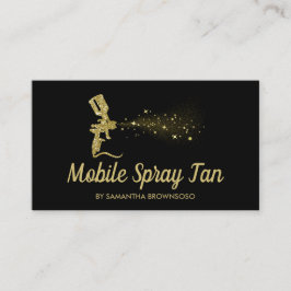 Tarjeta De Visita Spray de bronceado móvil con brillo negro y dorado
