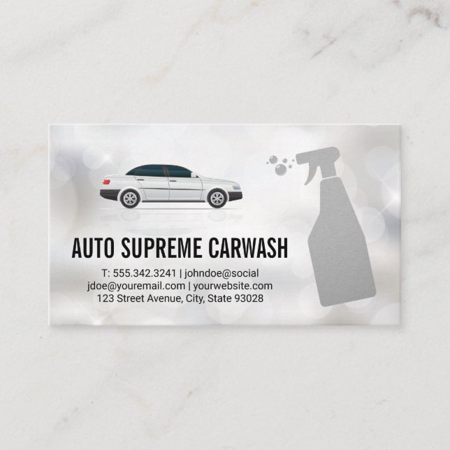 Tarjeta De Visita Spray de limpieza automática | Fondo de la espuma (Anverso)
