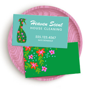 Tarjeta De Visita Spray floral para limpieza del hogar