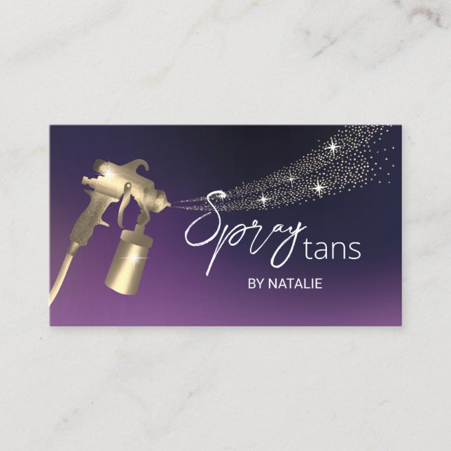 Tarjeta De Visita Spray móvil Tanning Purple & Gold Skincare (Anverso)