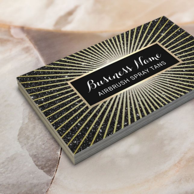 Tarjeta De Visita Spray Spray Tans Black Gold Purpurina moderno (Subido por el creador)