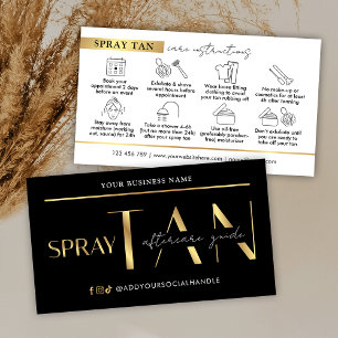 Tarjeta De Visita Spray Tan Aftercare Guide Modern Black & Gold