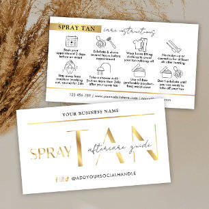 Tarjeta De Visita Spray Tan Aftercare Guide Moderno White & Gold