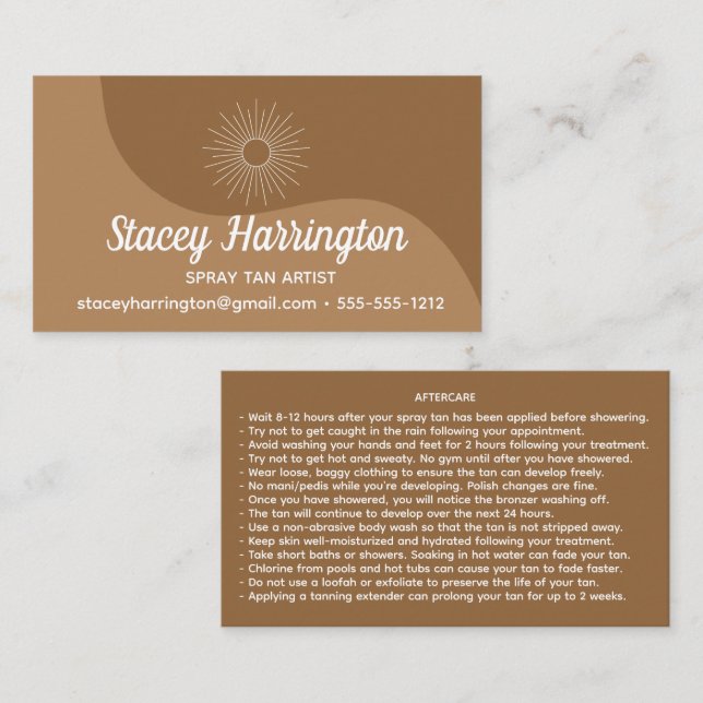 Tarjeta De Visita Spray Tan Artist Mobile Tanning (Anverso / Reverso)