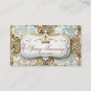 Tarjeta De Visita Spray Tan Elegant Crown Damask Jewelry