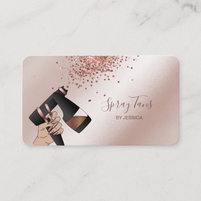Tarjeta De Visita Spray Tan Gun, Rosa móvil, autobús de entrenamient (Anverso)