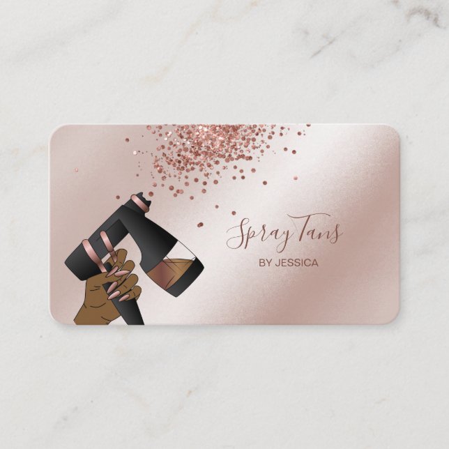 Tarjeta De Visita Spray Tan Gun, Rosa móvil, autobús de entrenamient (Anverso)