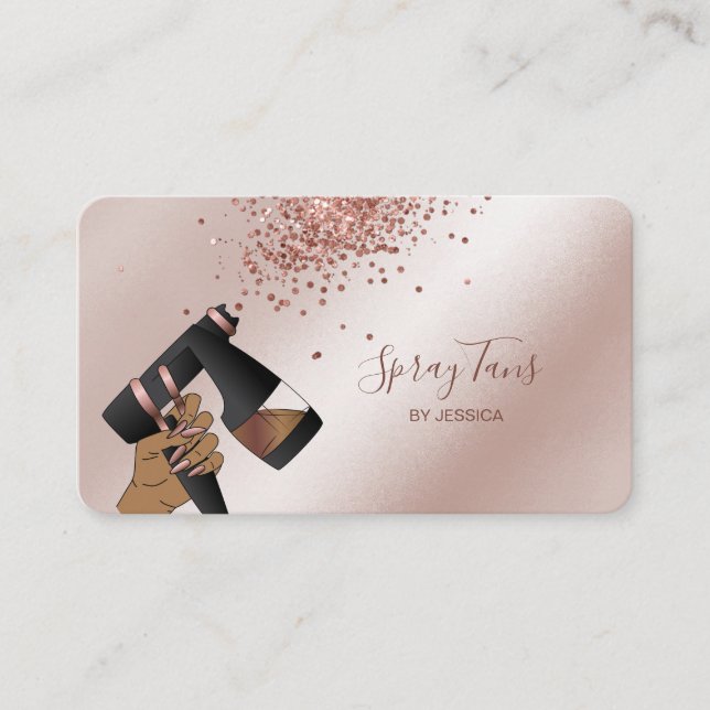 Tarjeta De Visita Spray Tan Gun, Rosa móvil, autobús de entrenamient (Anverso)