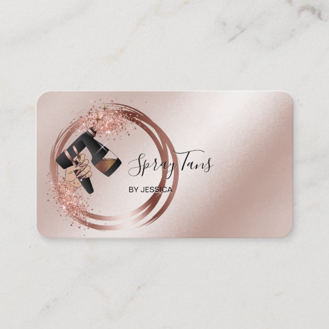 Tarjeta De Visita Spray Tan Gun, Rosa móvil, autobús de entrenamient (Anverso)