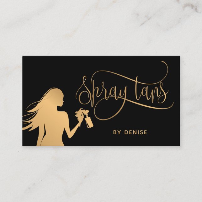 Tarjeta De Visita Spray Tan Mobile Spray Tan Gold Glittering Chica (Anverso)