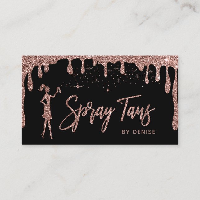 Tarjeta De Visita Spray Tan Mobile Spray Tan Gold Glittering Chica (Anverso)
