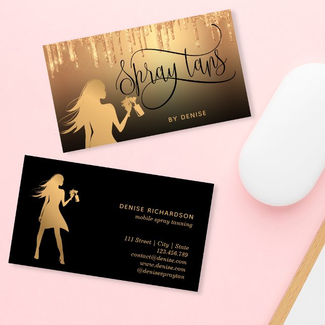 Tarjeta De Visita Spray Tan Mobile Spray Tan Gold Glittering Chica (Subido por el creador)