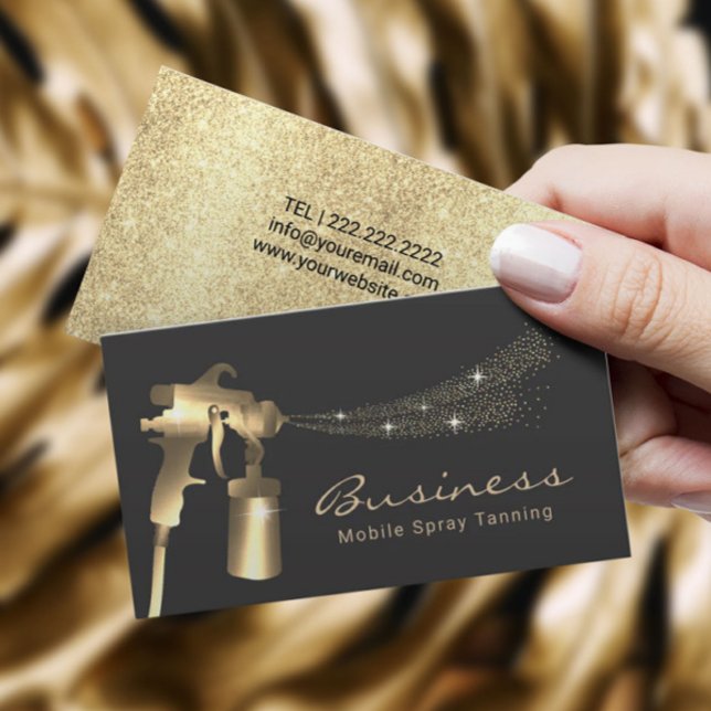 Tarjeta De Visita Spray Tan Modern Gold Mobile Tanning Service (Subido por el creador)