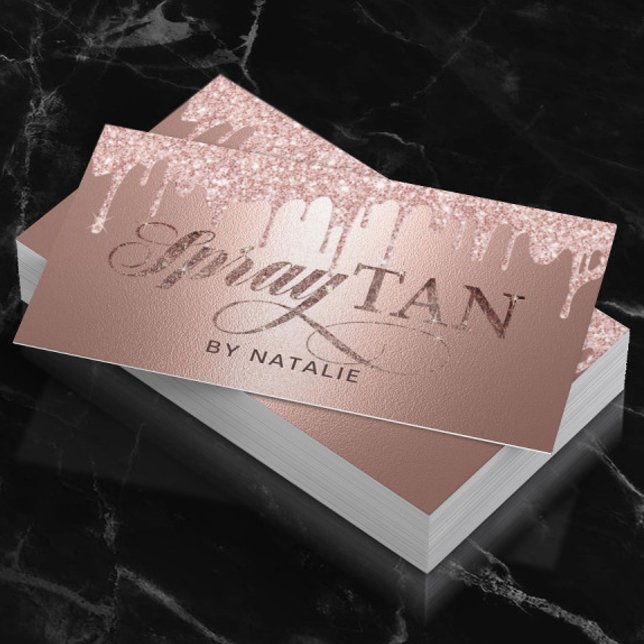 Tarjeta De Visita Spray Tan moderno Rosa Gold Drin Mobile Tanning (Subido por el creador)