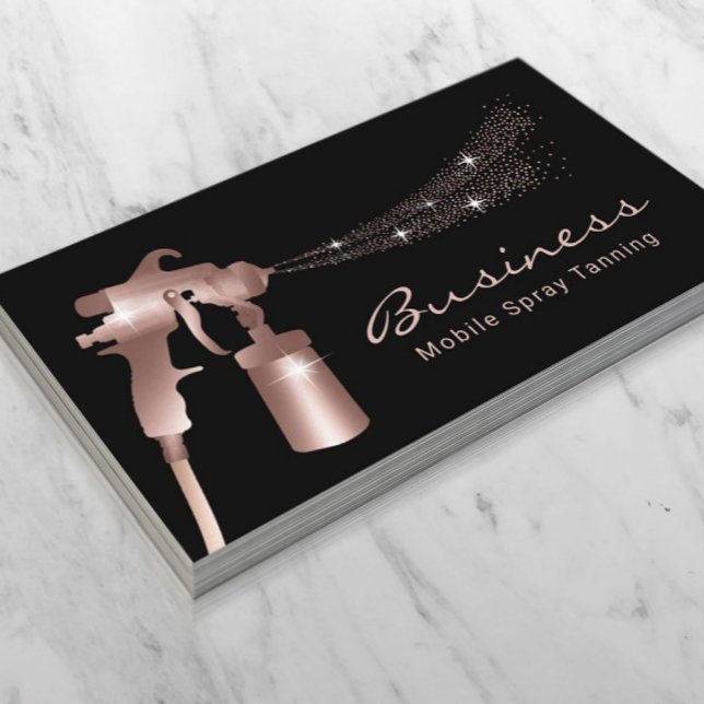 Tarjeta De Visita Spray Tan moderno Rosa Gold Tanning móvil (Subido por el creador)