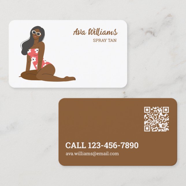 Tarjeta De Visita Spray Tan Personalizado QR (Anverso / Reverso)