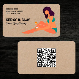 Tarjeta De Visita Spray Tan Personalizado QR Kraft