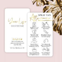 Tarjeta De Visita Spray Tanning Afcare Guide White & Gold