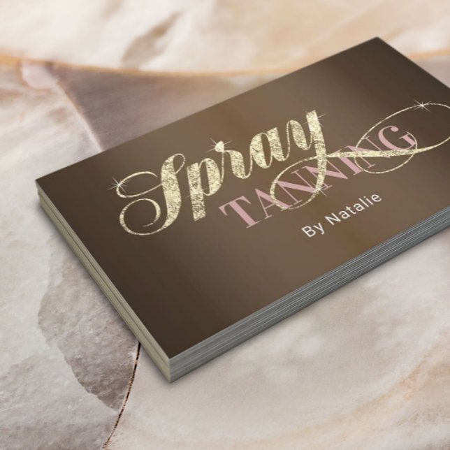 Tarjeta De Visita Spray Tanning Gold Typography Salon Spa (Subido por el creador)