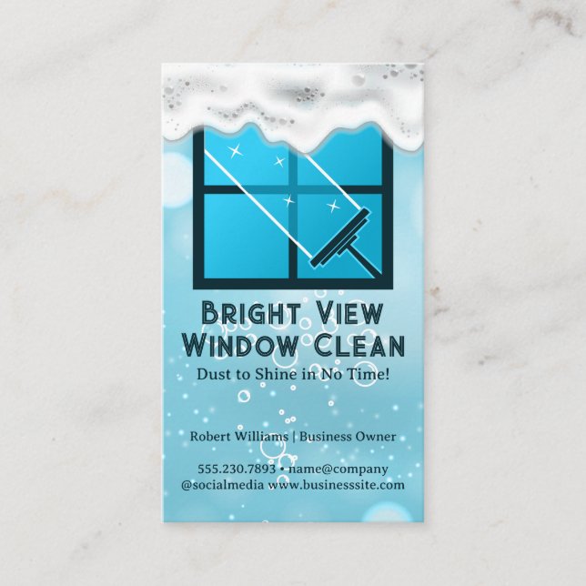 Tarjeta De Visita Squeegee | Limpieza de ventanas | Soap Bubbles (Anverso)