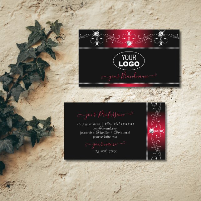 Tarjeta De Visita Squiggles rojos negros Joyas esparkles Añadir el l (Subido por el creador)