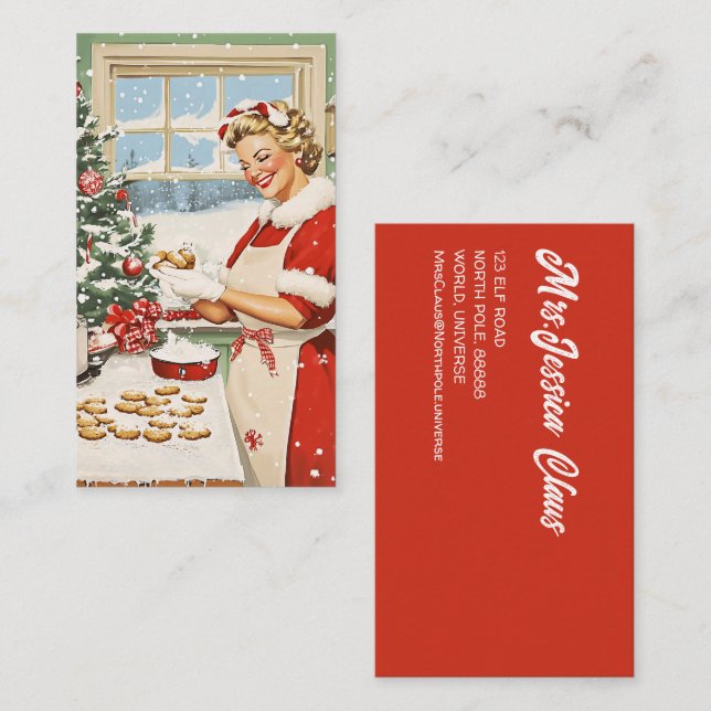 Tarjeta De Visita Sra. Claus Holiday Baking Delight (Anverso / Reverso)
