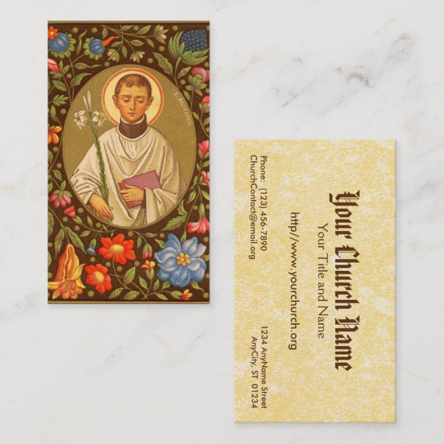 Tarjeta De Visita St. Aloysius Gonzaga (PM 01) con sangre completa (Anverso / Reverso)
