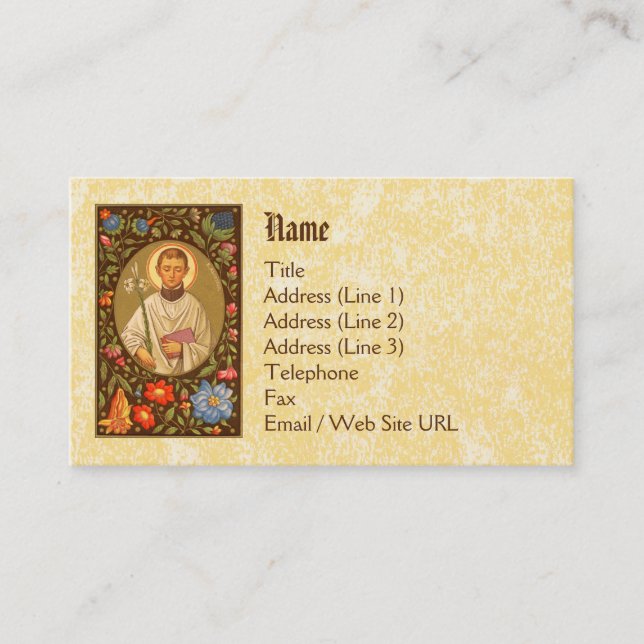Tarjeta De Visita St. Aloysius Gonzaga (PM 01) Standard (Anverso)
