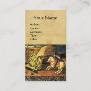 Tarjeta De Visita ST. GEORGE ,DRAGON,PRINCESS Green Brown Parchment
