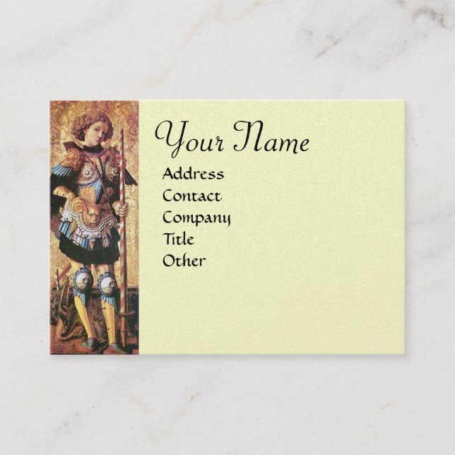 Tarjeta De Visita ST. GEORGE Y DRAGON Monogram Cream Pearl (Anverso)