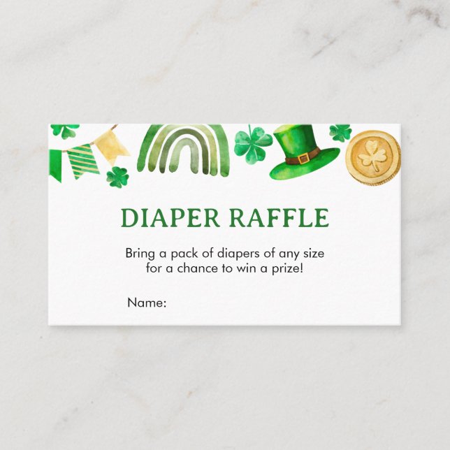 Tarjeta De Visita St. Patrick Baby Shower Diaper Raffle (Anverso)