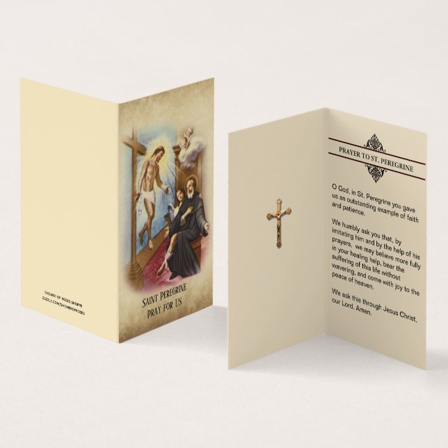 Tarjeta De Visita St. Peregrine Patron Cancer Patients Holy Cards (Interior y exterior)
