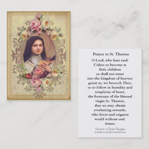 Tarjeta De Visita St. Teresa del vintage el pequeño rezo de la flor