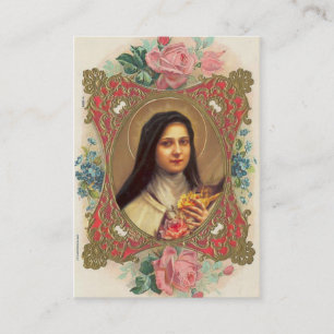 Tarjeta De Visita St. Teresa del vintage la pequeños novena/rosas de