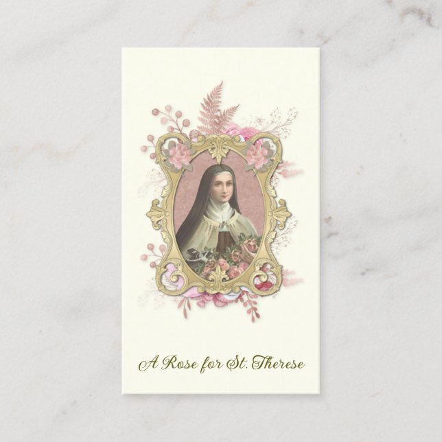 Tarjeta De Visita St. Therese Carmelite Nun Roses Religious Poem (Anverso)