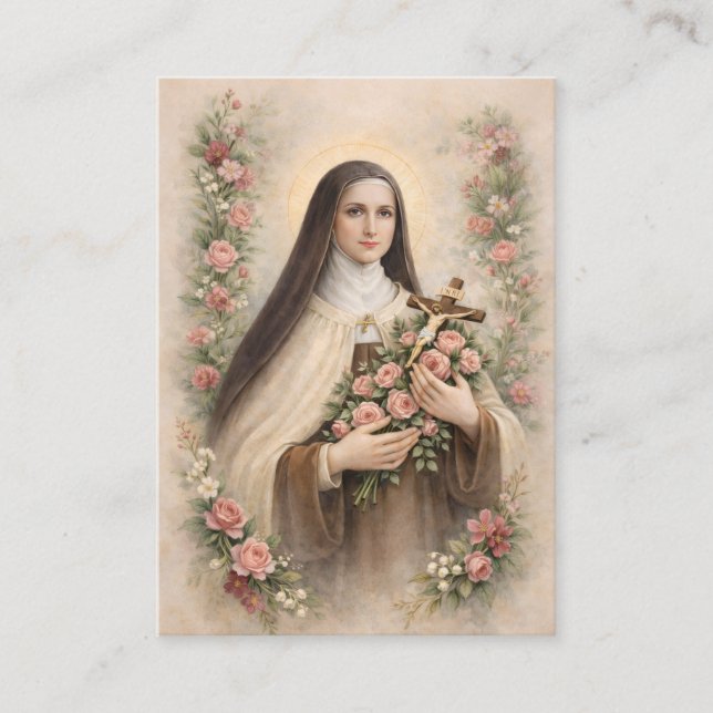 Tarjeta De Visita St. Therese Jesus Crucifix Novena Holy Card (Anverso)