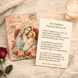Tarjeta De Visita St. Valentine Prayer Poem Religious - Holy Card